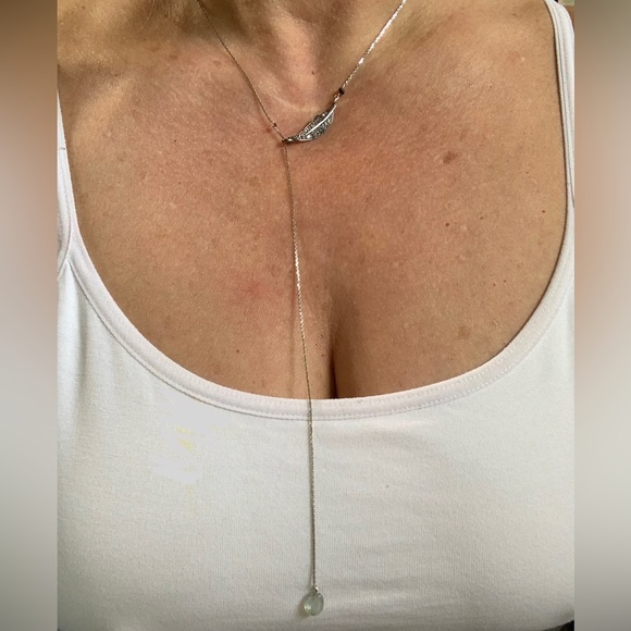 Lariat Diamond Leaf Necklace - Picture 7 of 10